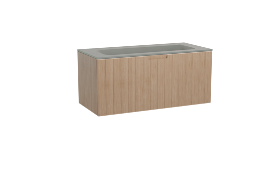 Balmani Adagio meuble salle de bains suspendu 120 x 55 cm chêne vieilli avec Tablo Strada plan simple pour 2 trous de robinet en marbre composite soie grise