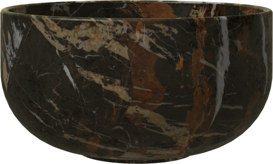 Balmani Lemon zwevend toiletmeubel 42 x 21 cm verweerd eiken met Facetta wastafelblad en Bowl waskom in Portoro Gold marmer