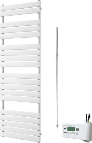 Vipera Vulcan Einzel Handtuchheizkörper 60 x 180 cm Elektrische Heizung weiß matt Seiten- und Mittelanschluss 1.000W, inkl. Widerstand