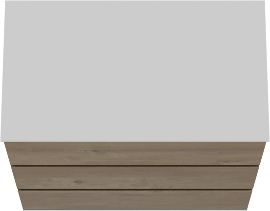 Storke Edge staand badkamermeubel 80 x 46 cm ruwe eik met Tavola enkel tablet in solid surface mat wit