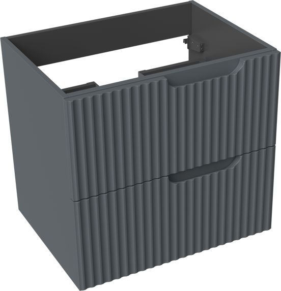 Linie Ribbo meuble sous-vasque suspendu 60 x 46 cm bleu anthracite 2 tiroirs
