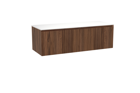 Balmani Idra meuble salle de bains suspendu 150 x 55 cm noyer avec Stretto tablette simple ou double en solid surface blanc mat