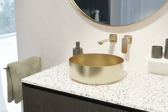 Balmani Accia waskom Brushed Champagne Gold roestvrij staal rond Ø 36 cm