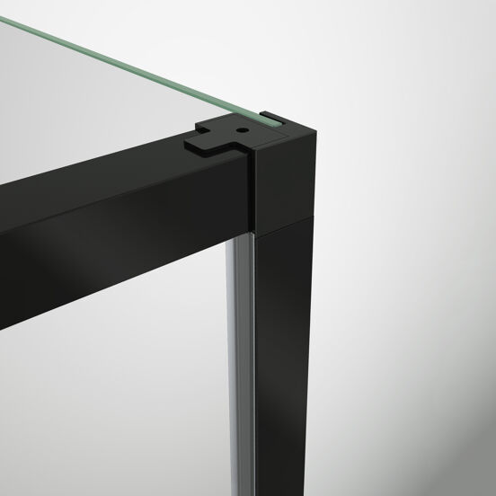 Luca Varess Senses douchecabine met schuifdeur en vaste zijwand 140 x 100 cm helder glas mat zwart profiel