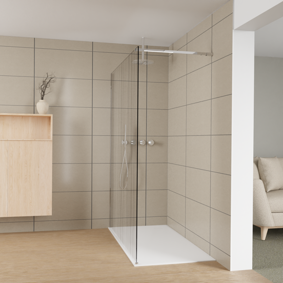 Balmani Modular Walk-In Dusche: 160 x 200 cm, Mikado, inklusive Coating, Profil Chrom glänzend