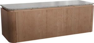 Balmani Moon meuble salle de bains suspendu 160 x 55 cm chêne naturel avec Moon tablette simple ou double en terrazzo greige terrazzo, Nervure droite symétrique verticale