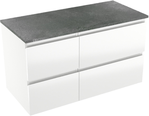Linie Lado zwevend badkamermeubel 100 x 46 cm glanzend wit met Lado enkel of dubbel tablet in melamine leisteen grijs