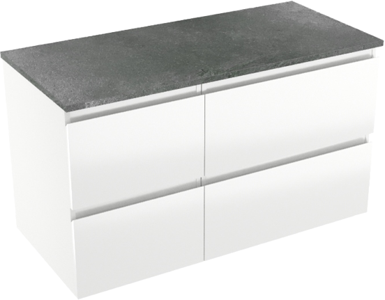 Linie Lado zwevend badkamermeubel 100 x 46 cm glanzend wit met Lado enkel of dubbel tablet in melamine leisteen grijs