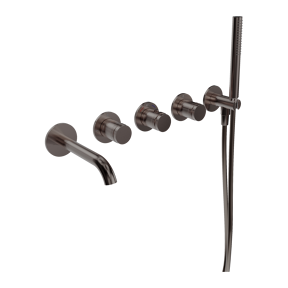 Blaufoss Pavilion Unterputz-Badewannenarmatur: Brushed Gunmetal, inkl. Handbrauseset und Einbauelement