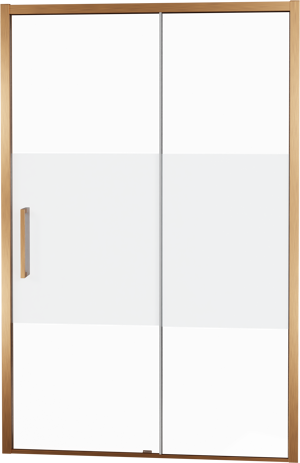 Balmani Senses Design douche schuifdeur rechts 160 cm x 210 cm Helder glas met matte strook glas, Brushed Rosegold profielen