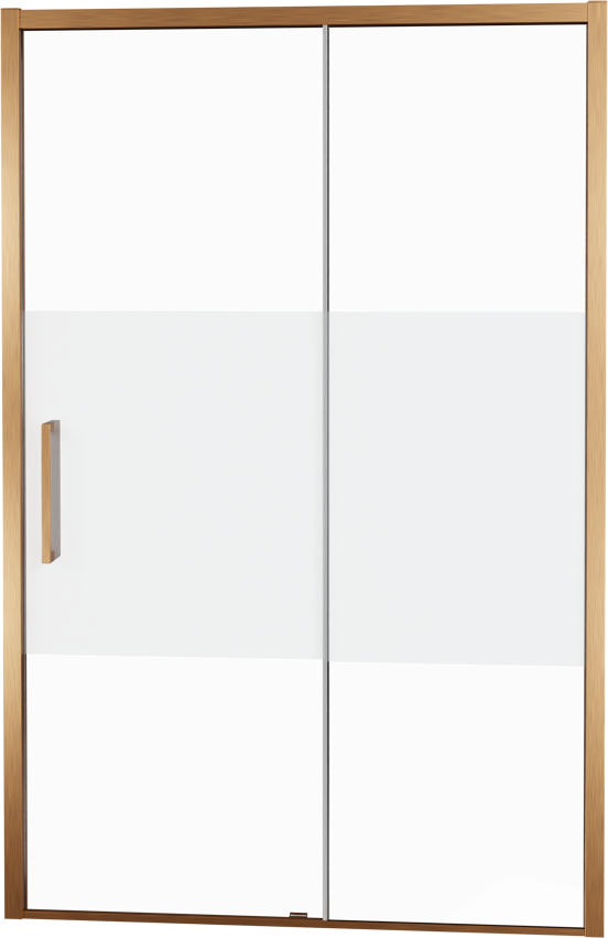 Balmani Senses Design douche schuifdeur rechts 160 cm x 210 cm Helder glas met matte strook glas, Brushed Rosegold profielen