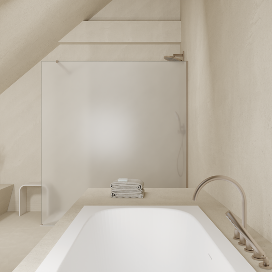 Balmani Modular inloopdouche: 120 x 200 cm, Permafrost met coating, Brushed Inox profielen