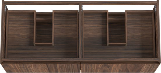 Balmani Idra hängender Waschbeckenunterschrank: 135 x 55 cm, Nussbaum, Furnierholz, 4 Schubladen