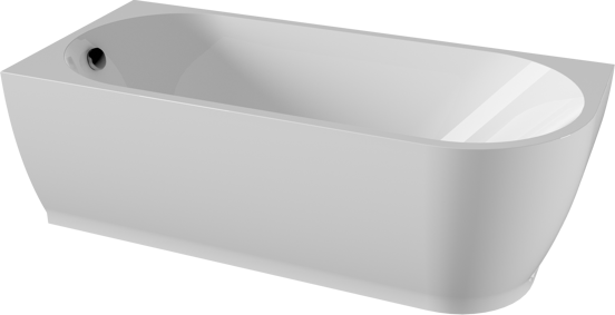 Linie Paulo baignoire d'angle gauche mono 170 x 75 cm acrylique blanc brillant