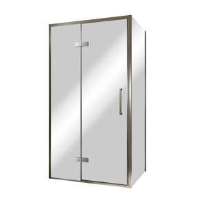 Balmani Senses Design douchehoek met linkse draaideur en vaste zijwand, 100 x 90 cm, Reflex spiegelglas, Brushed GunMetal profielen