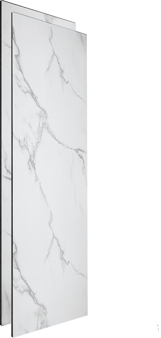 Linie Plato set douchewandpanelen 90 x 90 x 260cm pvc witte marmer look Trentino