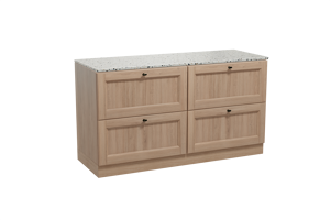 Balmani Lemon staand badkamermeubel 150 x 55 cm verweerde eik met Stretto enkel of dubbel tablet in mat wit/zwart terrazzo