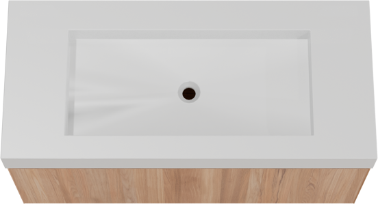 Balmani Idra hängendes Möbelstück Set: 120 x 55 cm, Teak, mit Modus Einzelwaschtisch für 2 Armaturenlöcher, Solid Surface Weiß matt