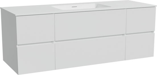 Storke Edge meuble salle de bains suspendu 145 x 52 cm blanc brillant avec Mata plan simple en solid surface blanc mat