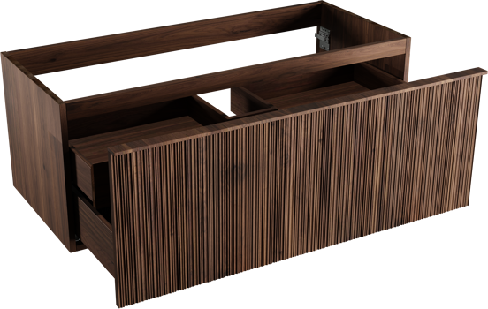 Balmani Forma zwevende wastafelonderkast 120 x 55 cm Amerikaans notenhout 2 lades vert. asym. groef