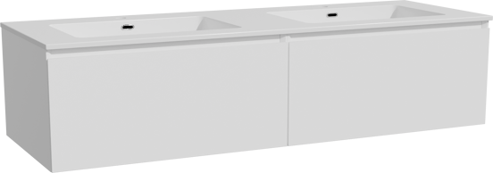 Storke Edge zwevend badmeubel 150 x 52 cm mat wit met Diva dubbele wastafel in composietmarmer hoogglans wit