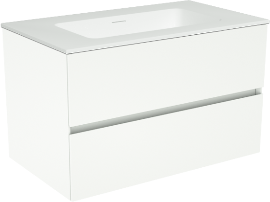 Storke Edge zwevend badkamermeubel 80 x 46 cm mat wit met Mata enkele wastafel in solid surface mat wit