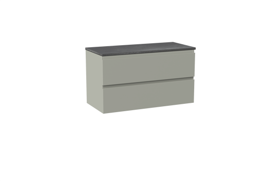 Linie Lado meuble salle de bains suspendu 100 x 46 cm greige avec Lado tablette simple ou double en mélaminé ardoise gris