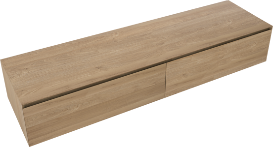 Balmani Mitra Elements hängender Waschbeckenunterschrank: 180 x 50 cm, Eiche Natur, 2 Schubladen