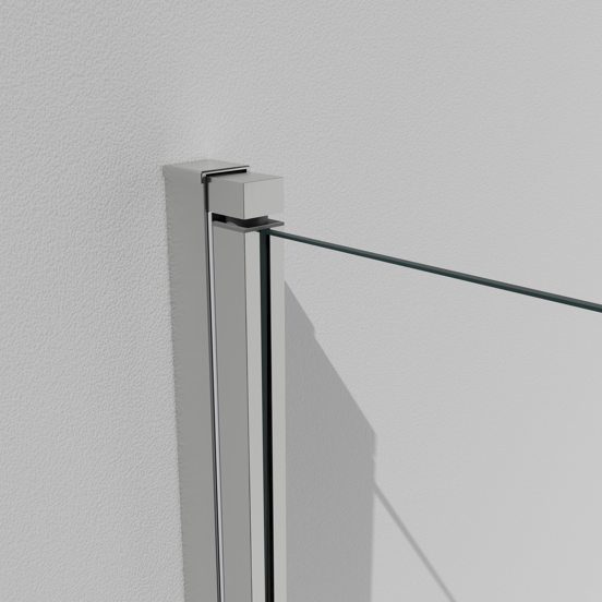 Luca Varess Kuresa pare-baignoire simple 85cm verre transparent avec bande mate profil chrome brillant
