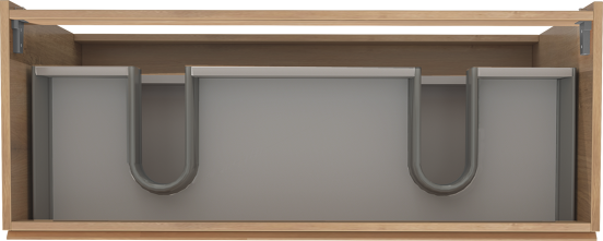 Storke Delta meuble sous-lavabo a poser 120 x 48 cm chêne naturel 3 tiroirs 2 découpés de siphon
