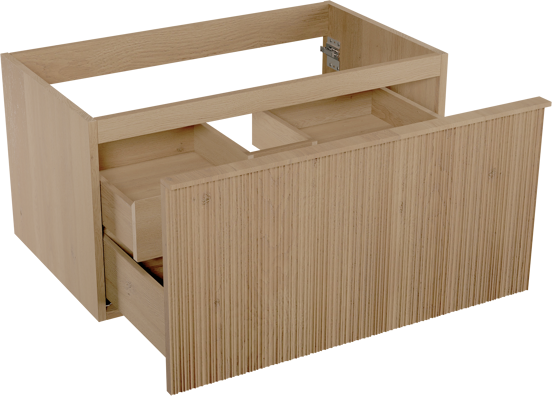 Balmani Forma zwevende wastafelonderkast 90 x 55 cm naturel eiken 2 lades vert. asym. groef