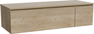Storke Edge zwevend badmeubel 140 x 52 cm ruw eiken met Panton enkel of dubbel wastafelblad in melamine ruw eiken