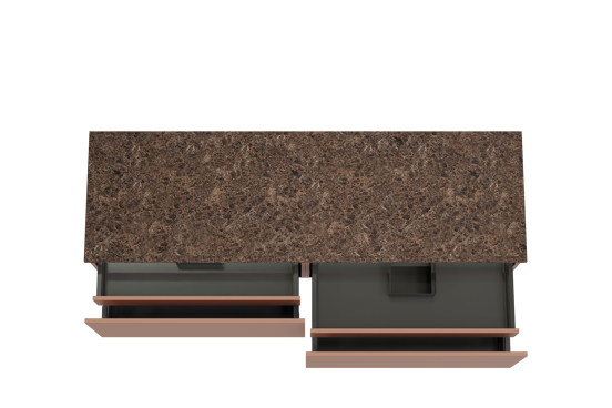 Balmani Sfera hängendes Möbelstück Set: 180 x 55 cm, Cotto, mit Stretto Einzel- oder Doppel Waschtischplatte, Marmor Dark Emperador