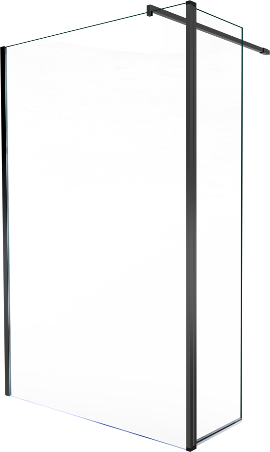 Balmani Move douche à l'italienne avec panneau latéral pivotant 140 x 200 cm verre transparent profil noir mat