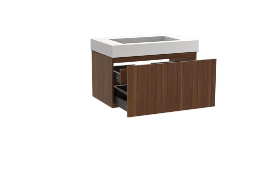 Balmani Sfera meuble salle de bains suspendu 90 x 55 cm noyer américain avec Modus plan simple en solid surface blanc mat
