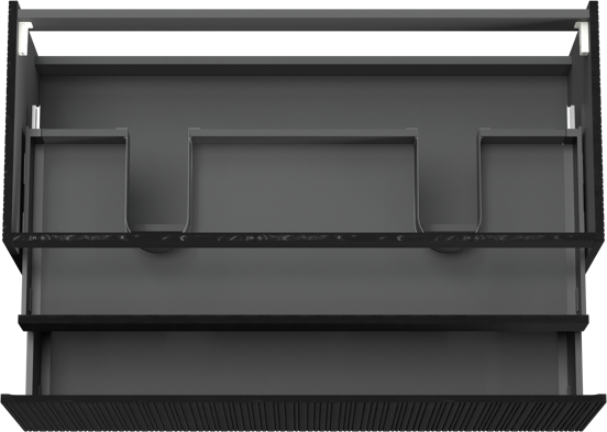 Storke Ribs hängender Waschbeckenunterschrank: 120 x 52 cm, Eiche Schwarz, 2 Schubladen