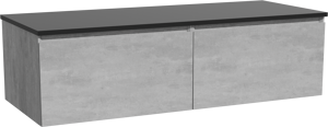 Storke Edge meuble salle de bains suspendu 130 x 52 cm béton gris foncé avec Panton tablette simple ou double en mdf enduit de poudre noir mat