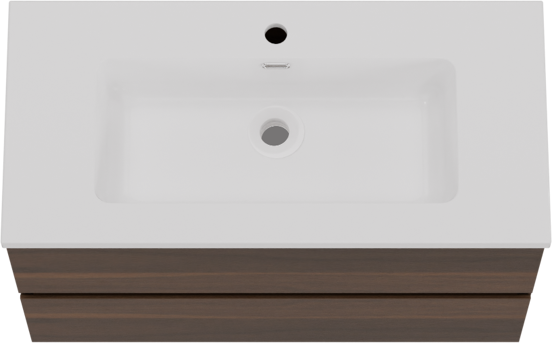 Storke Edge meuble salle de bains suspendu 80 x 40 cm noyer avec Diva plan simple en marbre composite blanc brillant