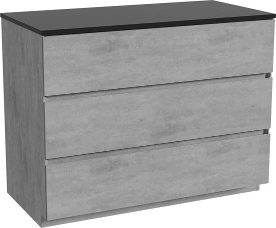 Storke Edge freistehendes Möbelstück Set: 105 x 52 cm, Beton dunkelgrau, mit Panton Einzel Waschtischplatte, Pulverbeschichtetes MDF Schwarz matt