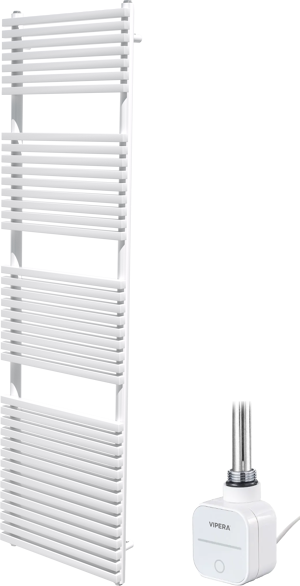 Vipera Vesuvio enkele handdoekradiator 50 x 180 cm elektrische verwarming mat wit zij- en middenaansluiting 982W, weerstand inbegrepen