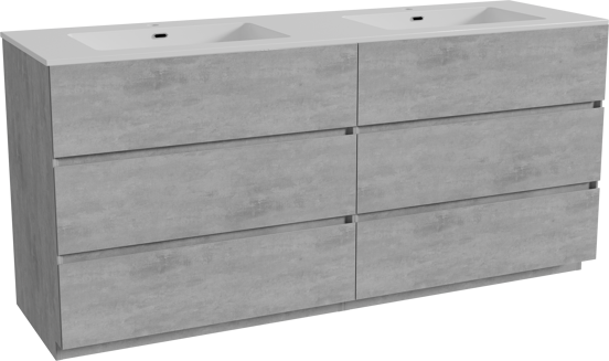 Storke Edge staand badkamermeubel 170 x 52 cm beton donkergrijs met Diva dubbele wastafel in composietmarmer glanzend wit
