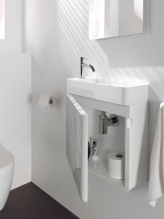 Storke Curvado meuble lave-mains suspendu 45 x 18 cm blanc brillant
