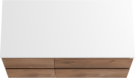Linie Lado meuble salle de bains suspendu 100 x 46 cm chêne brun avec Lado tablette simple ou double en marbre composite blanc brillant