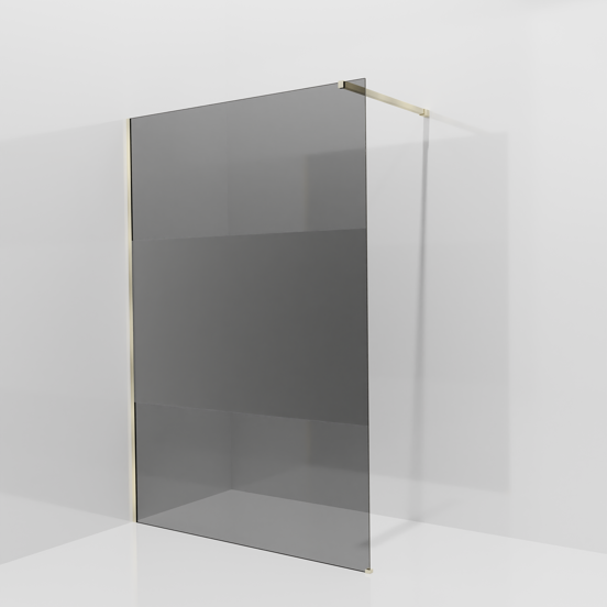 Balmani Modular Walk-In Dusche: 140 x 200 cm, Rauchglas mit mattiertem Streifen, inklusive Coating, Profil Brushed Champagne Gold