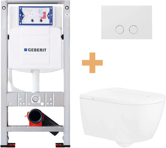 Villeroy & Boch ViClean-I100 douche wc hoogglans wit randloos met Geberit Sigma inbouwspoelreservoir UP320 met Burda frame en bedieningspaneel