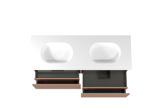 Balmani Sfera hängendes Möbelstück Set: 150 x 55 cm, Cotto, mit Tablo Oval Doppelwaschtisch, Solid Surface Weiß matt