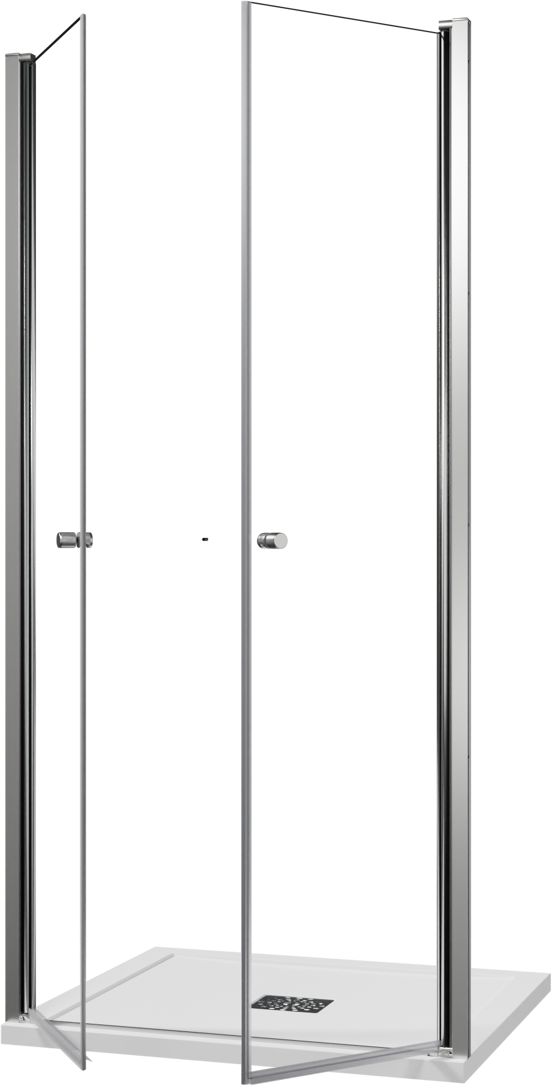 Luca Varess Kuresa porte battante 100 x 200 cm verre transparent profil chrome brillant