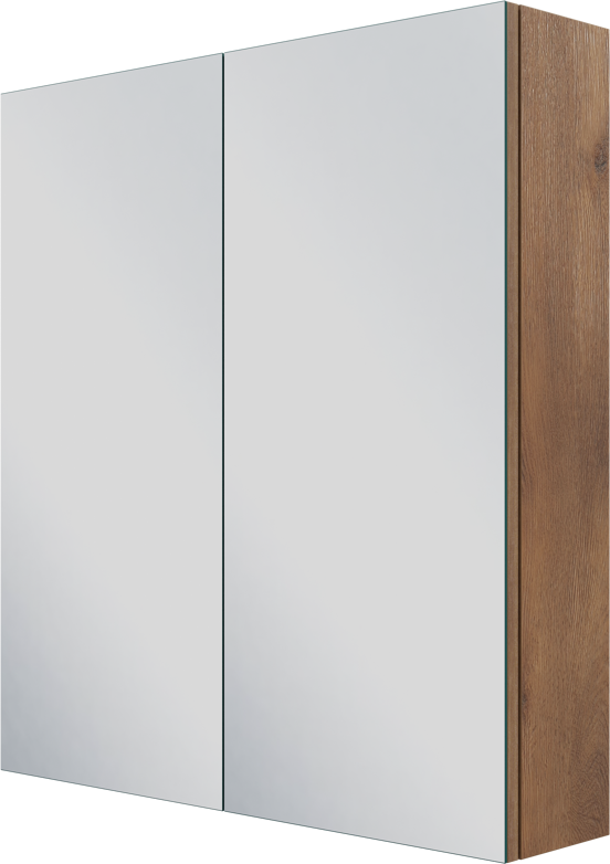 Linie Montro Spiegelschrank Bad: 70 x 75 cm, braune Eiche