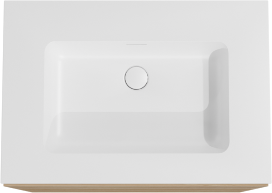 Storke Edge staand badkamermeubel 75 x 52 cm ruwe eik met Mata enkele wastafel in solid surface mat wit