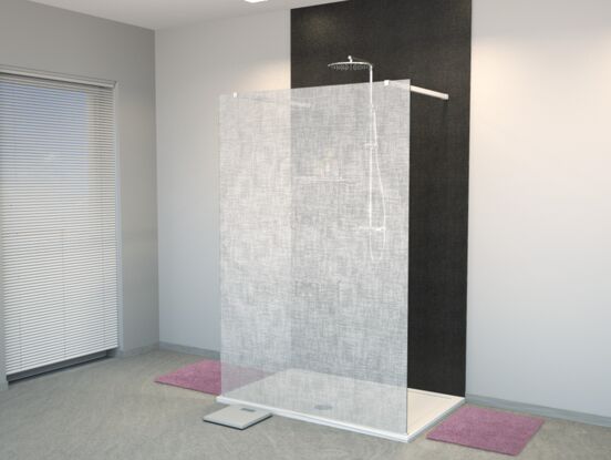 Balmani BMSS Walk-In-Dusche mit freistehender Wand 120 x 200 cm, Leinen weiß Glas, Profil chrom glänzend